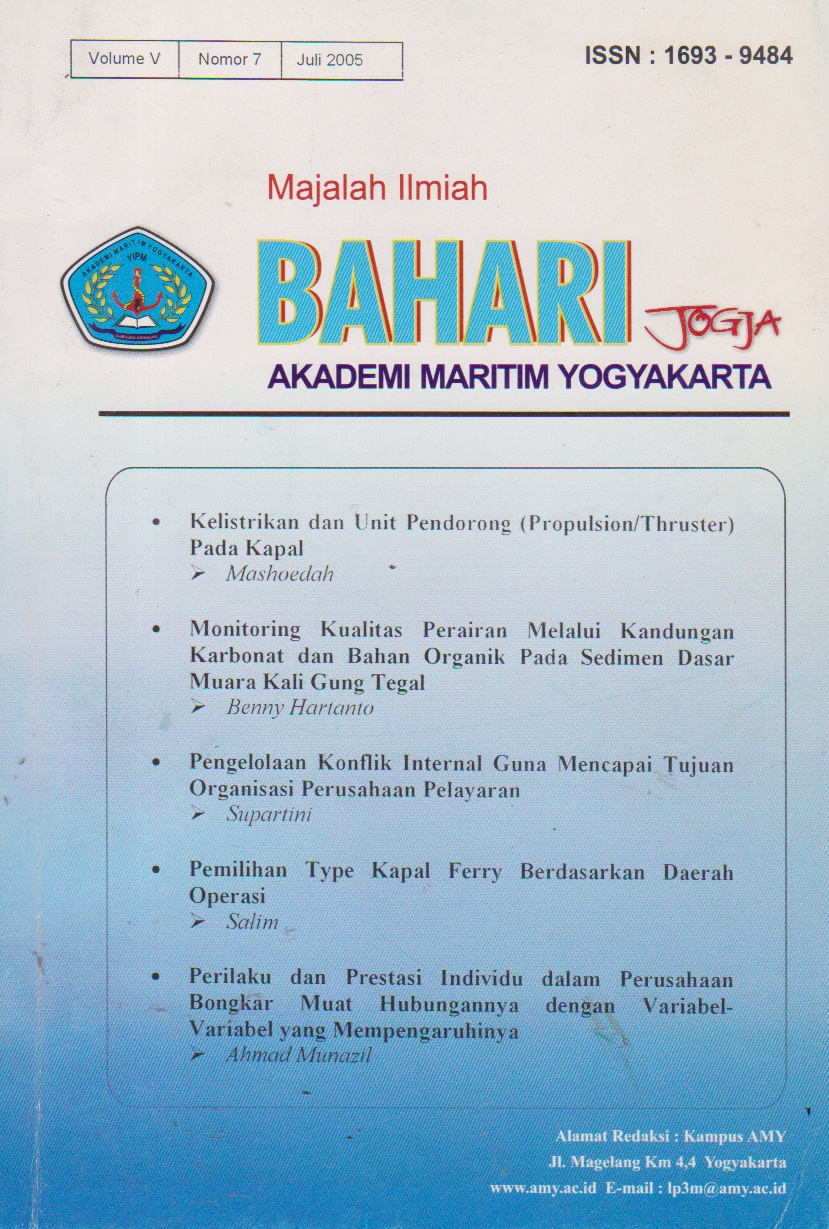 MONITORING KUALITAS PERAIRAN MELALUI KANDUNGAN KARBONAT DAN BAHAN ORGANIK PADA SEDIMEN DASAR MUARA KALI GUNG TEGAL