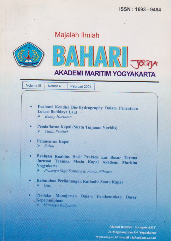 EVALUASI KONDISI BIO - HYDROGRAPHY DALAM PENENTUAN LOKASI BUDIDAYA LAUT